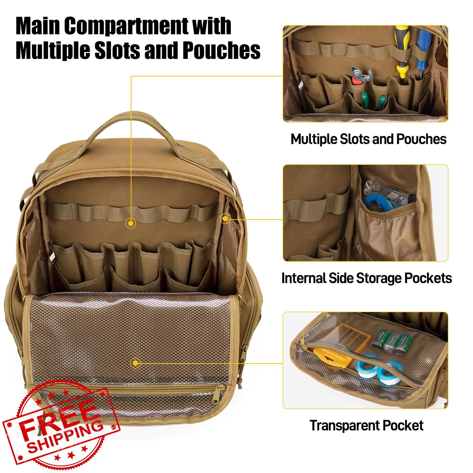 Rexmica Khaki Tool Bag Backpack
