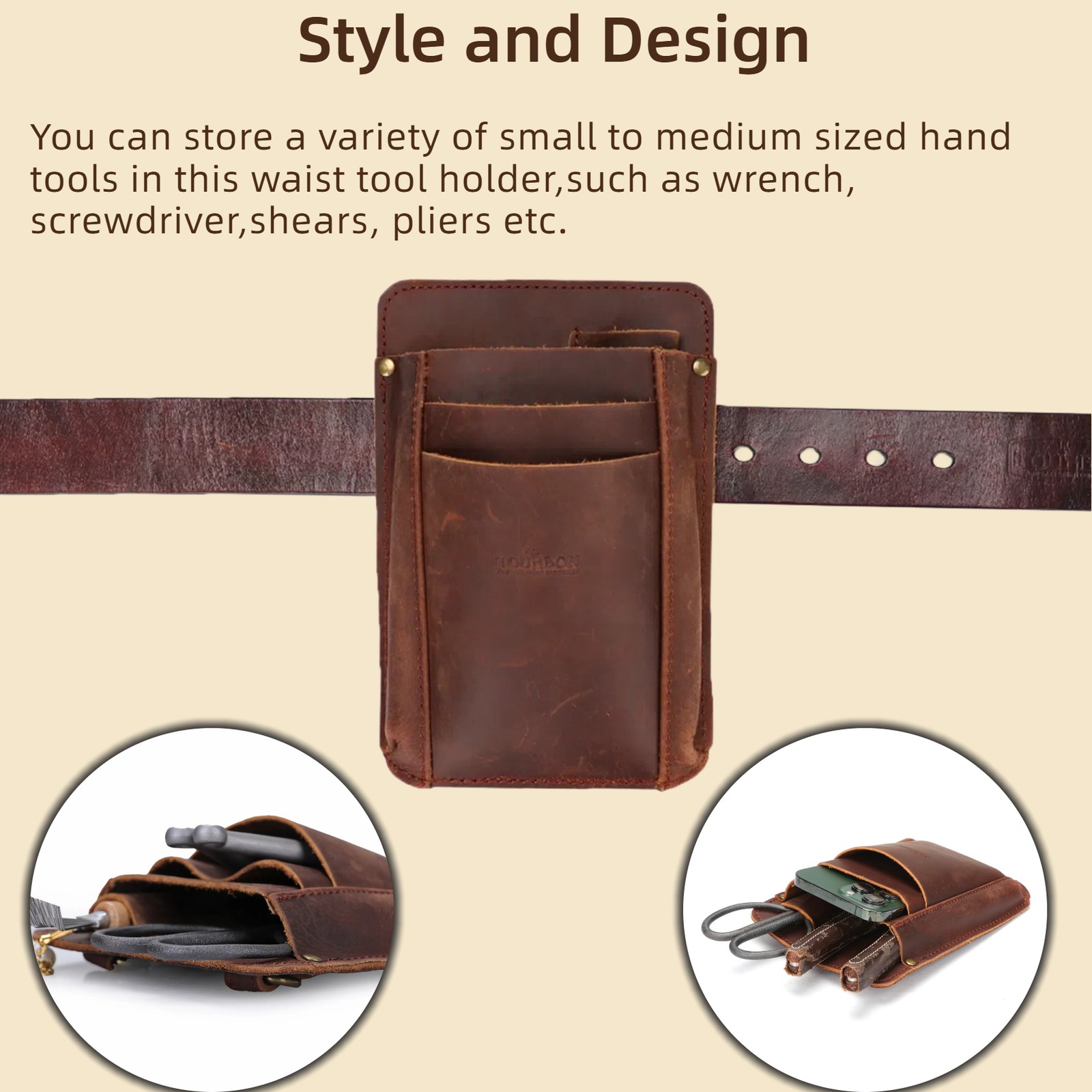 Tourbon Leather Garden Florist Tools Organizer Belt Carry Bag Pouch Travel EDC