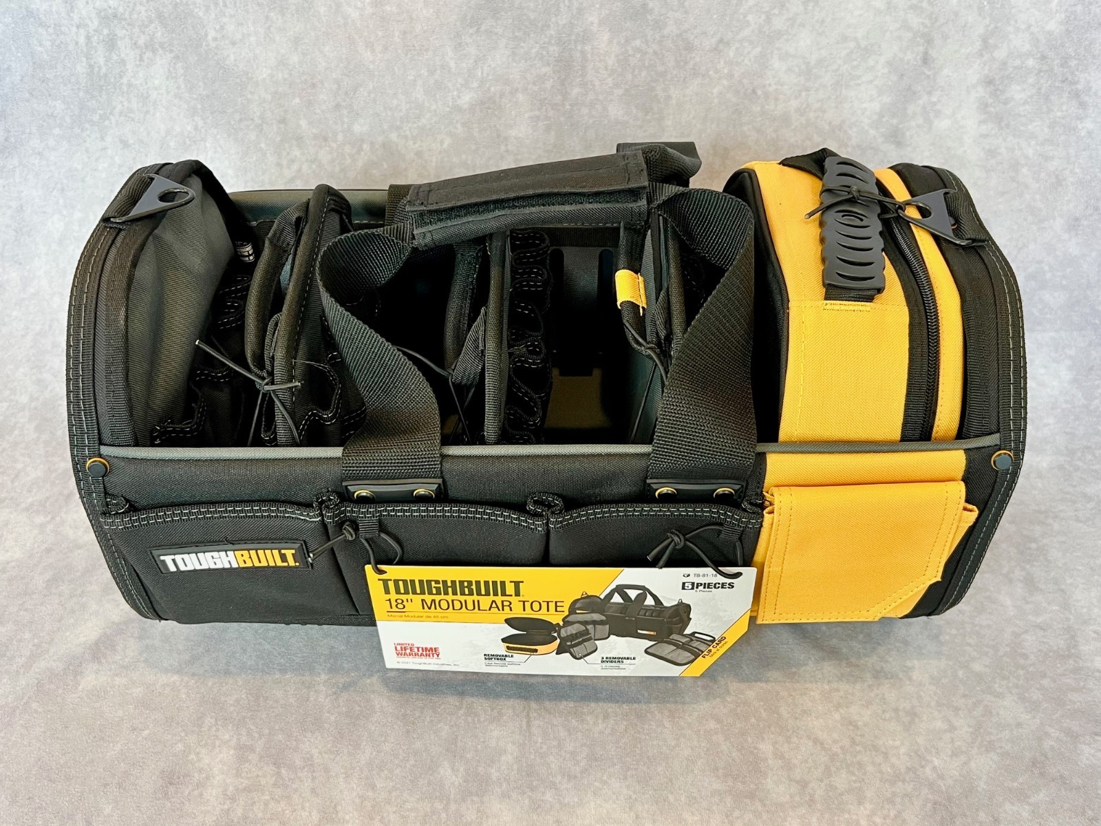ToughBuilt 18″ Modular Tool Tote TB-81-18 HardBody 57 Pocket Heavy-Duty NEW