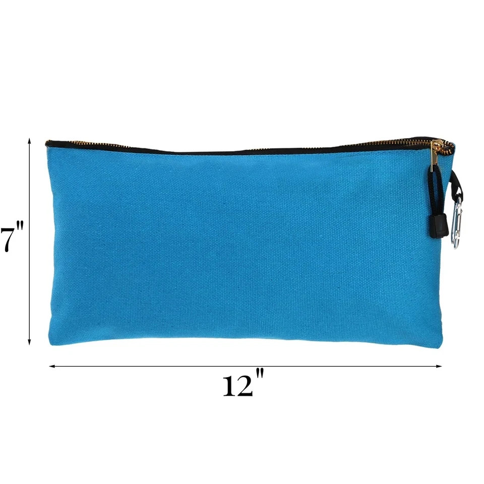 7 Pack Canvas Tool Pouch, 16 OZ Heavy Duty Zipper Utility Bags, 12″ x 7″ Mult…