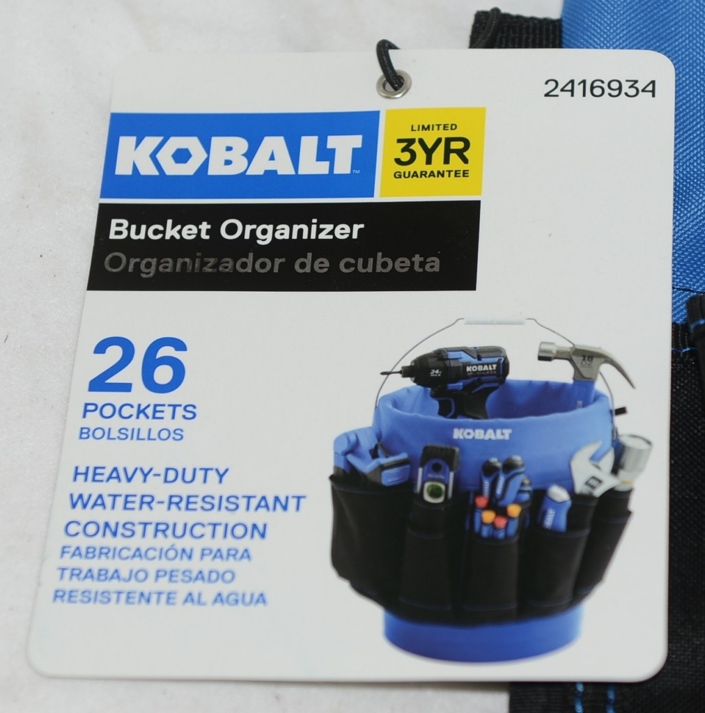 Kobalt 2416934 Heavy Duty Blue Black 26 Pocket Bucket Organizer