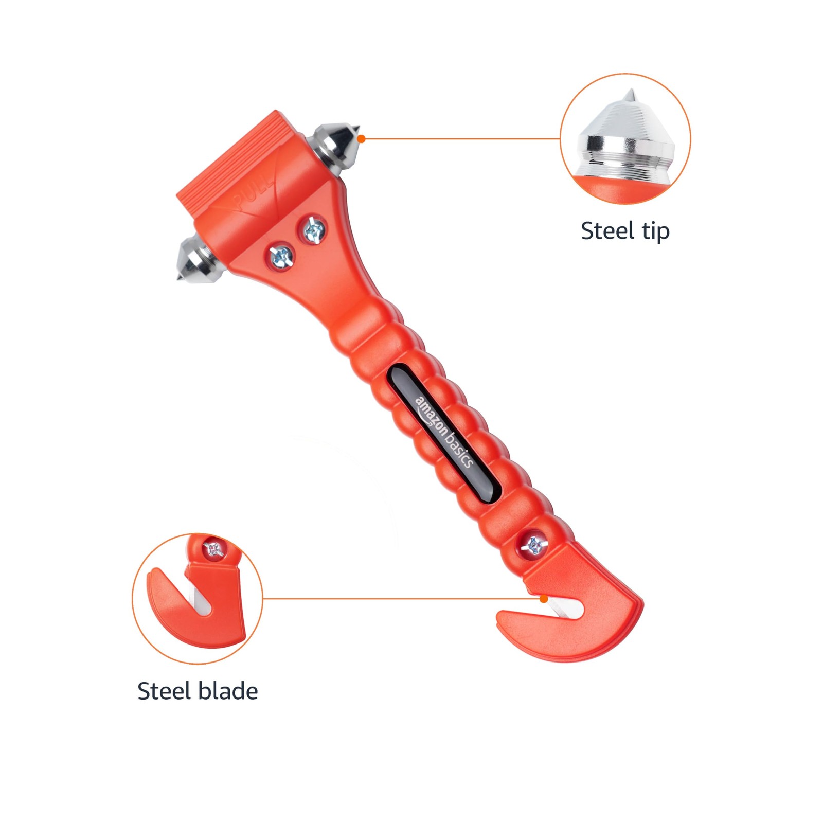 Tungsten Emergency Escape Tool 2-PACK | Window Hammer Seat-belt Cutter | Orange