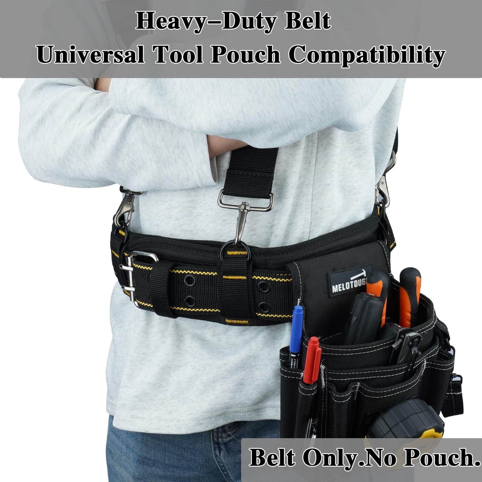 Padded Tool Belt D Ring Adjustable 44″-53″ Waist Heavy Duty Work Metal Buckle