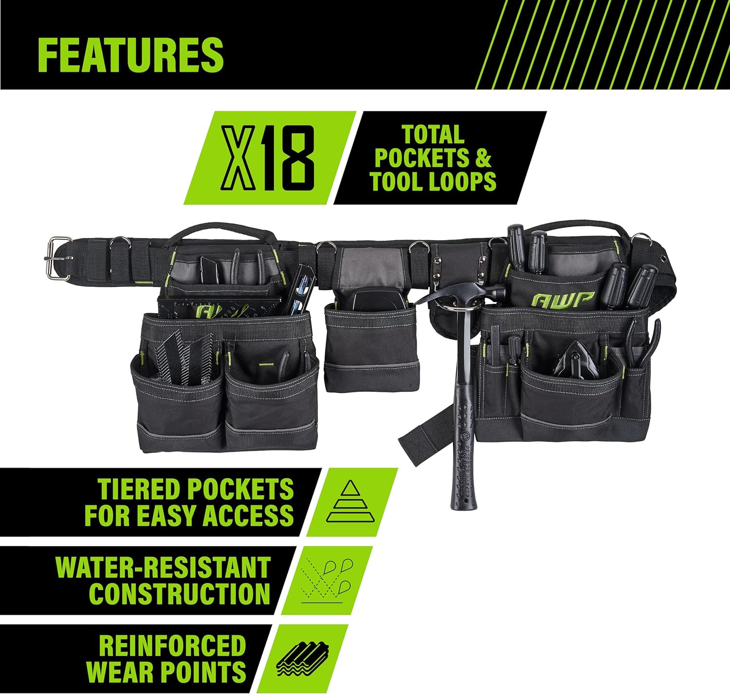Tool Belt Tool Rig, Durable Premium Utility Belt Organizer for Men & Women, Util