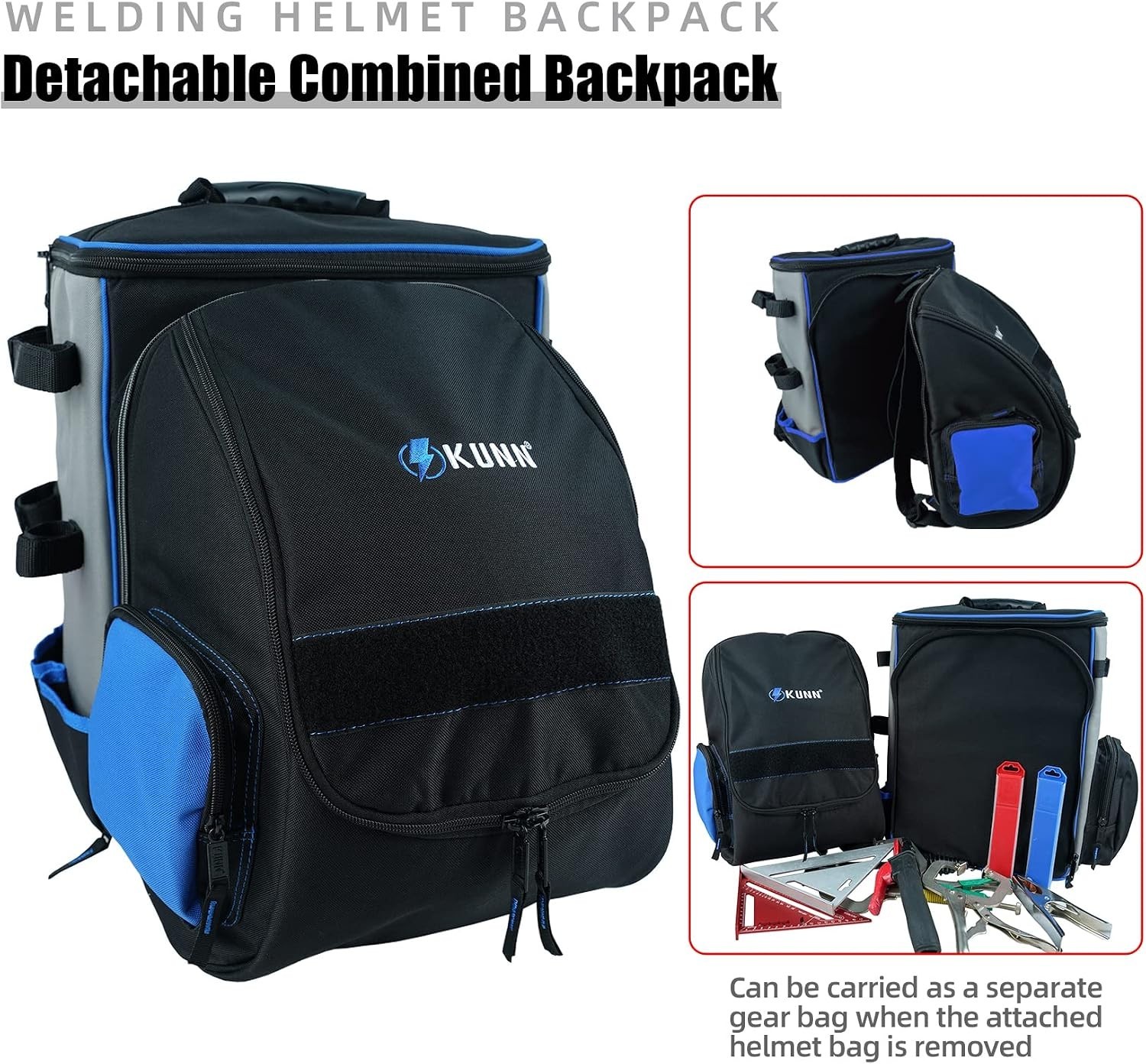 Elegant Blue Welding Backpack – Water-Repellent with Padded Protection & Storage