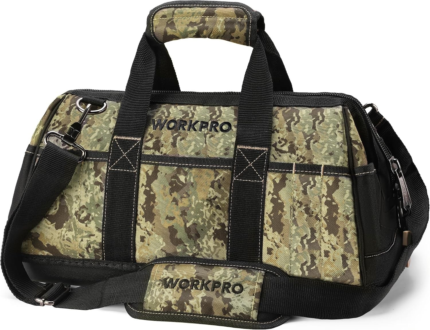 16-Inch Wide Mouth Tool Bag with Water Proof Molded Base | Multi-Pocket, Heav…