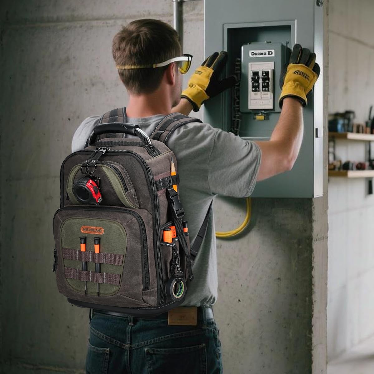 WELKINLAND 36-Pockets Electrician Tool Backpack, 26L Small Tool Backpack