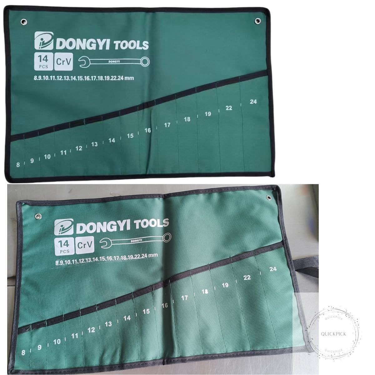 2 Pack Wrench Roll Up Pouch Wrench Set Roll Organizer 14 Pocket Slot Canvas Tool
