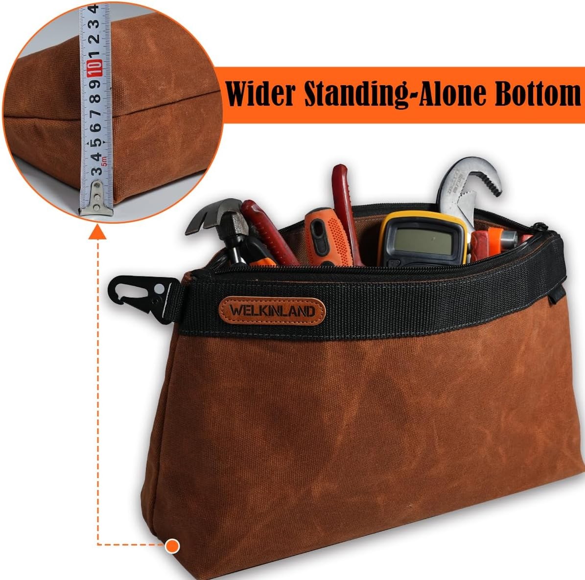 WELKINLAND 2-Pack 14″ Waxed Canvas Tool Pouches, Water-Resistant Organizer