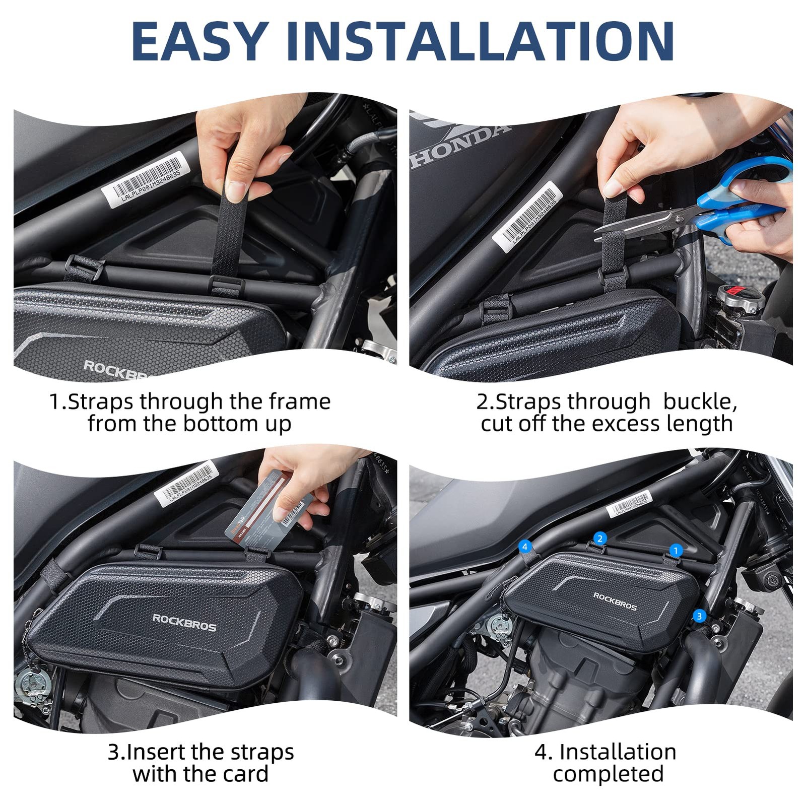 ROCKBROS Triangle Side Bag – EVA Hard Shell Motorcycle One Size, Black