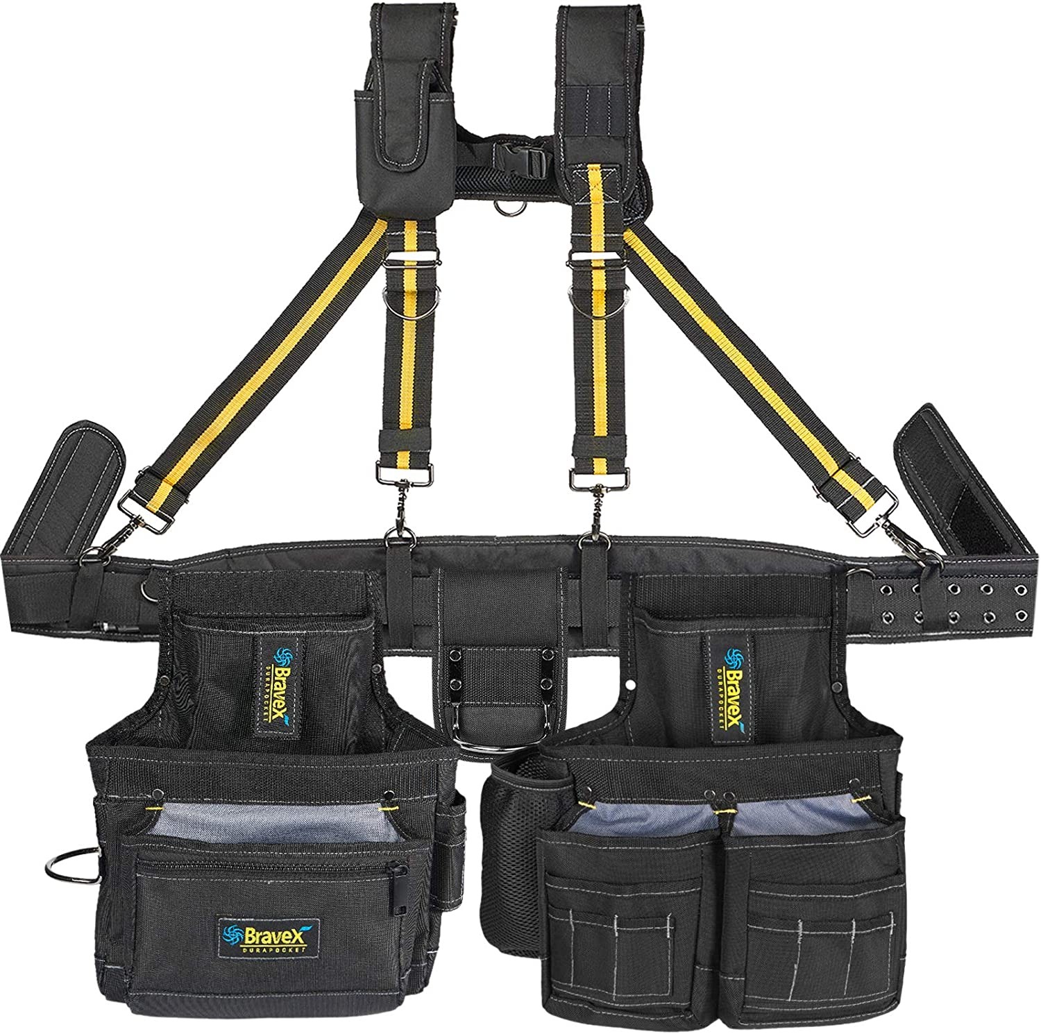 Work Tool Belt Set Suspenders Drill Pouch Holder Carpenter for men