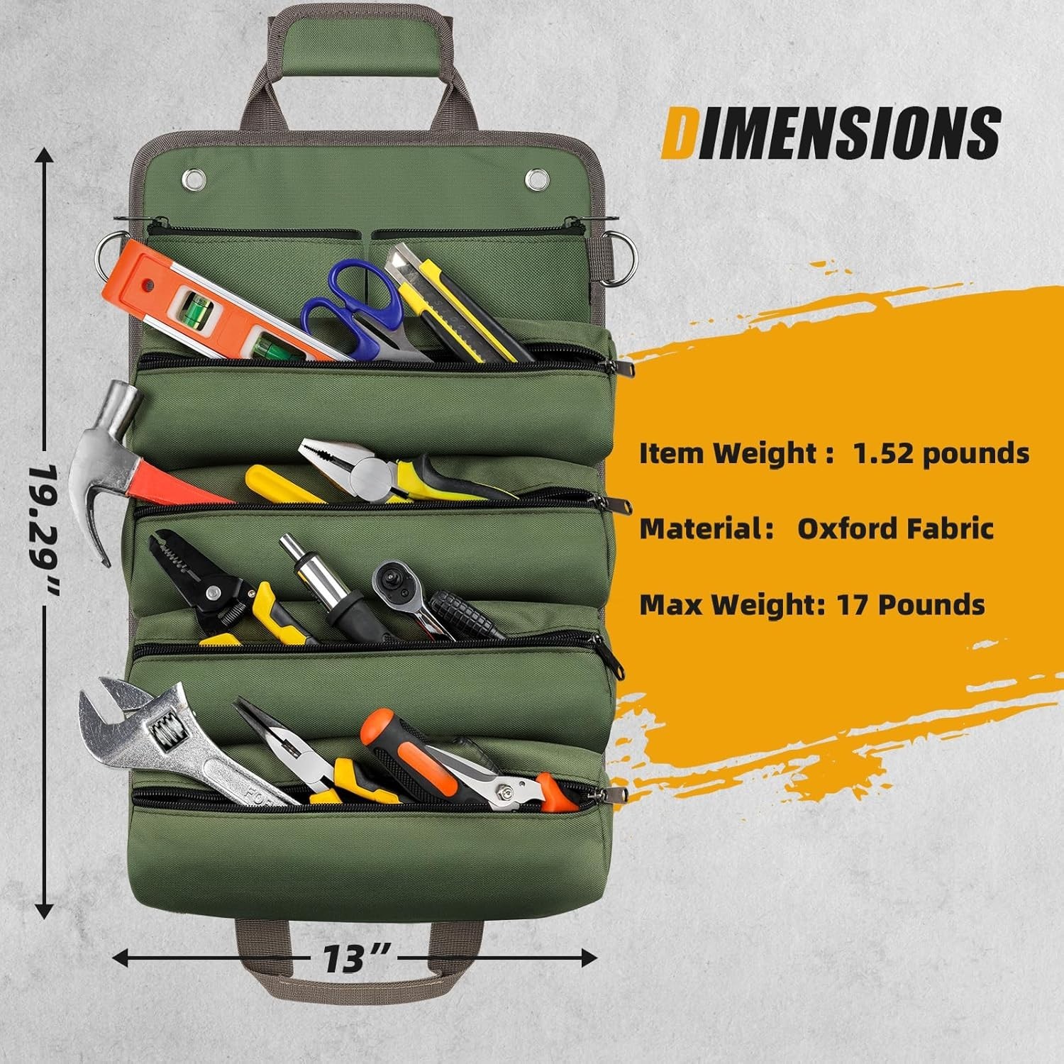 Compact Tool Roll Bag with 11 Compartments – Perfect for Mechanics & Craftsmen