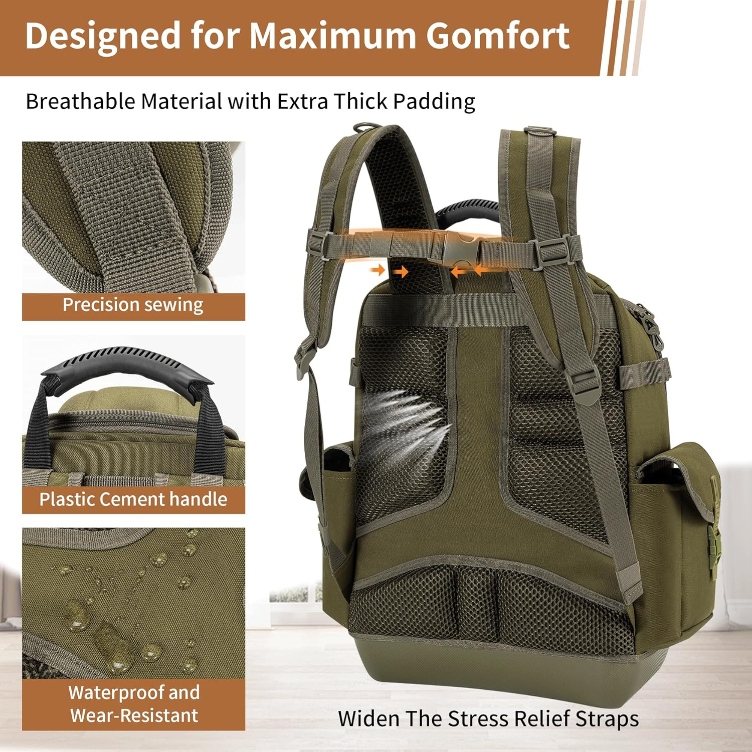 Pro Heavy Duty Tool Backpack – 62 Pockets & Waterproof Base for Pros