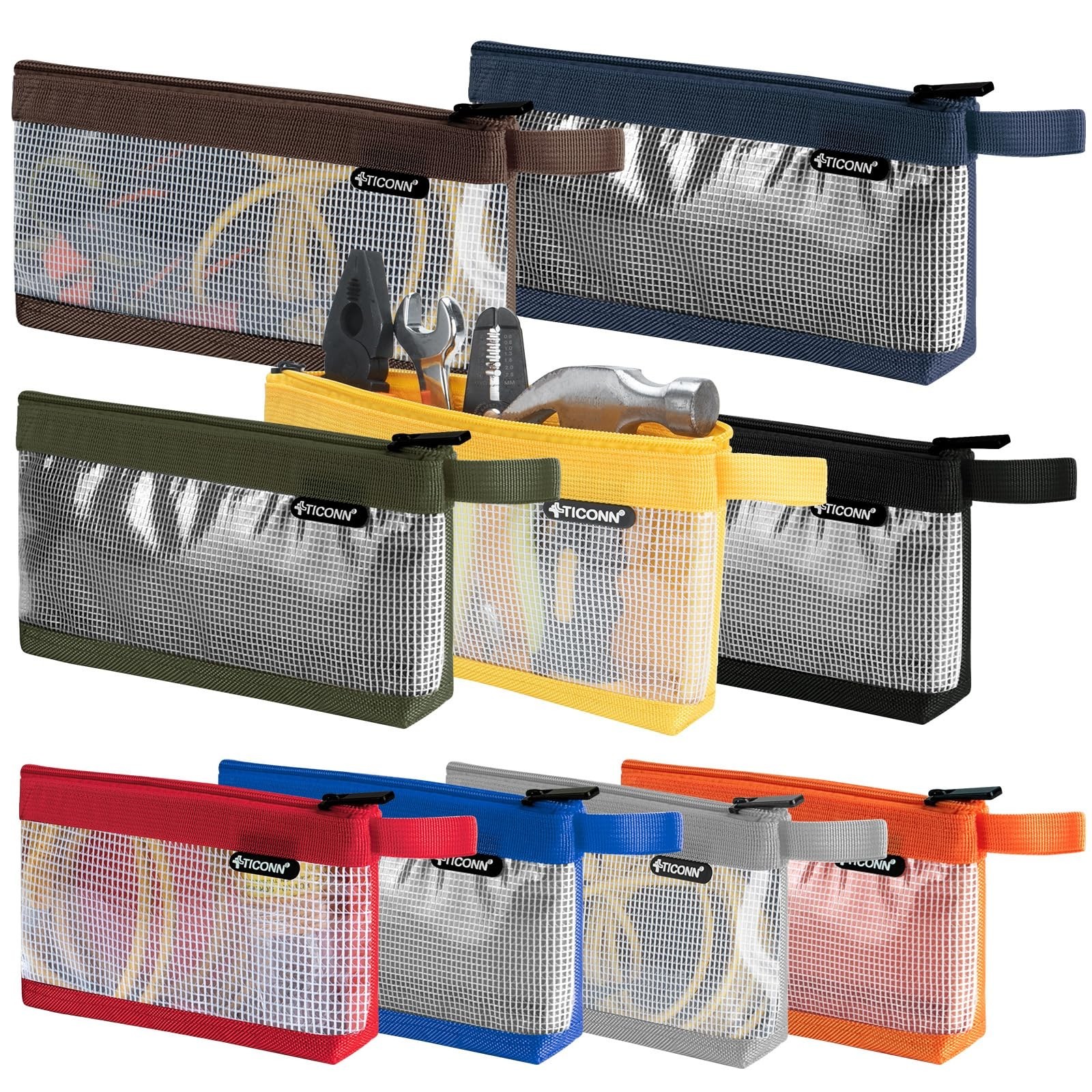 Small Tool Pouch Set, 1680D Oxford Zipper Utility Bags for Tool Organization (9P