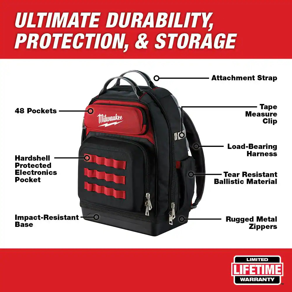 15 In. Ultimate Jobsite Backpack with 9-Pocket Utility Pouch