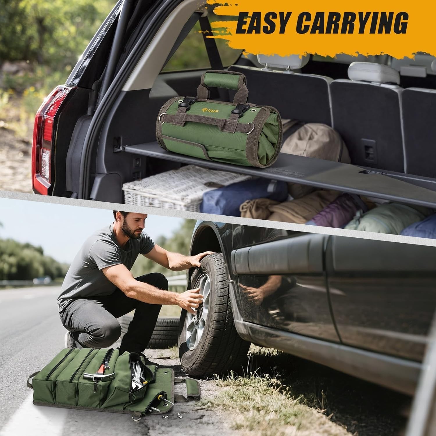 Compact Tool Roll Bag with 11 Compartments – Perfect for Mechanics & Craftsmen