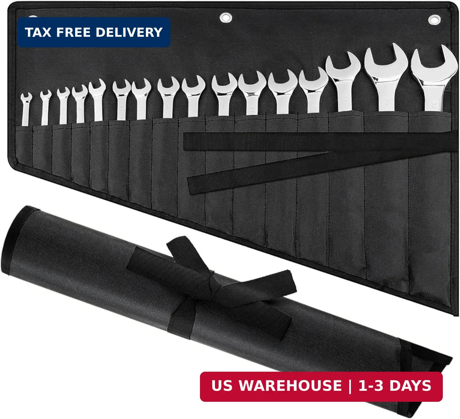 Wrench Roll Up Pouch,16-Pocket Heavy Duty Roll Up Tool Bag,Sturdy Waterproof Oxf
