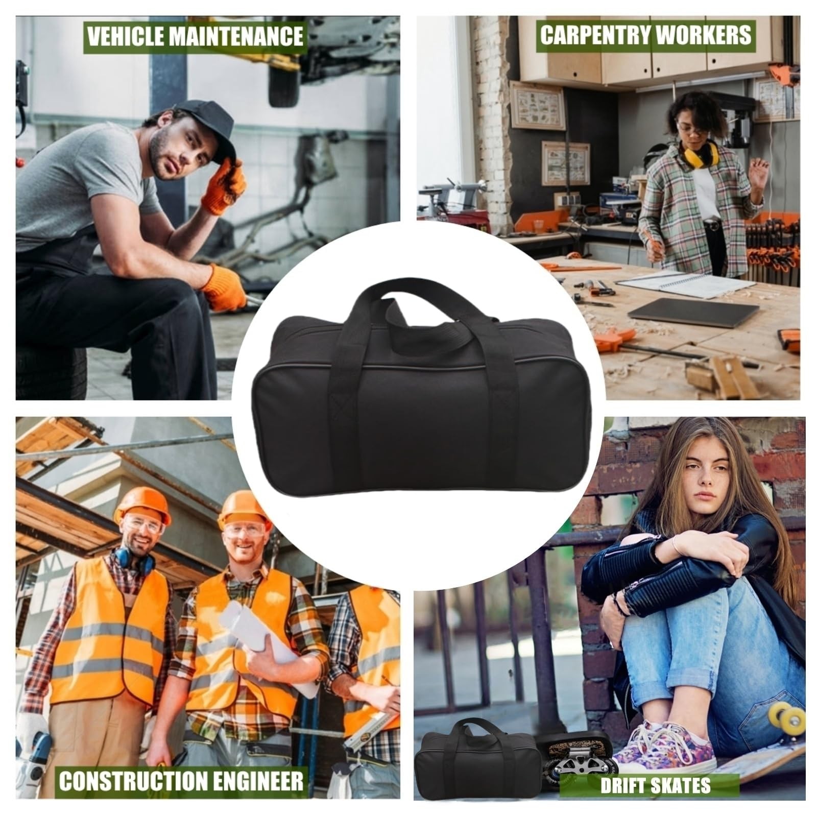 15 Inch Wide Mouth Tool Bag, Waterproof Oxford Electrician Tool Bag, Large Ca…