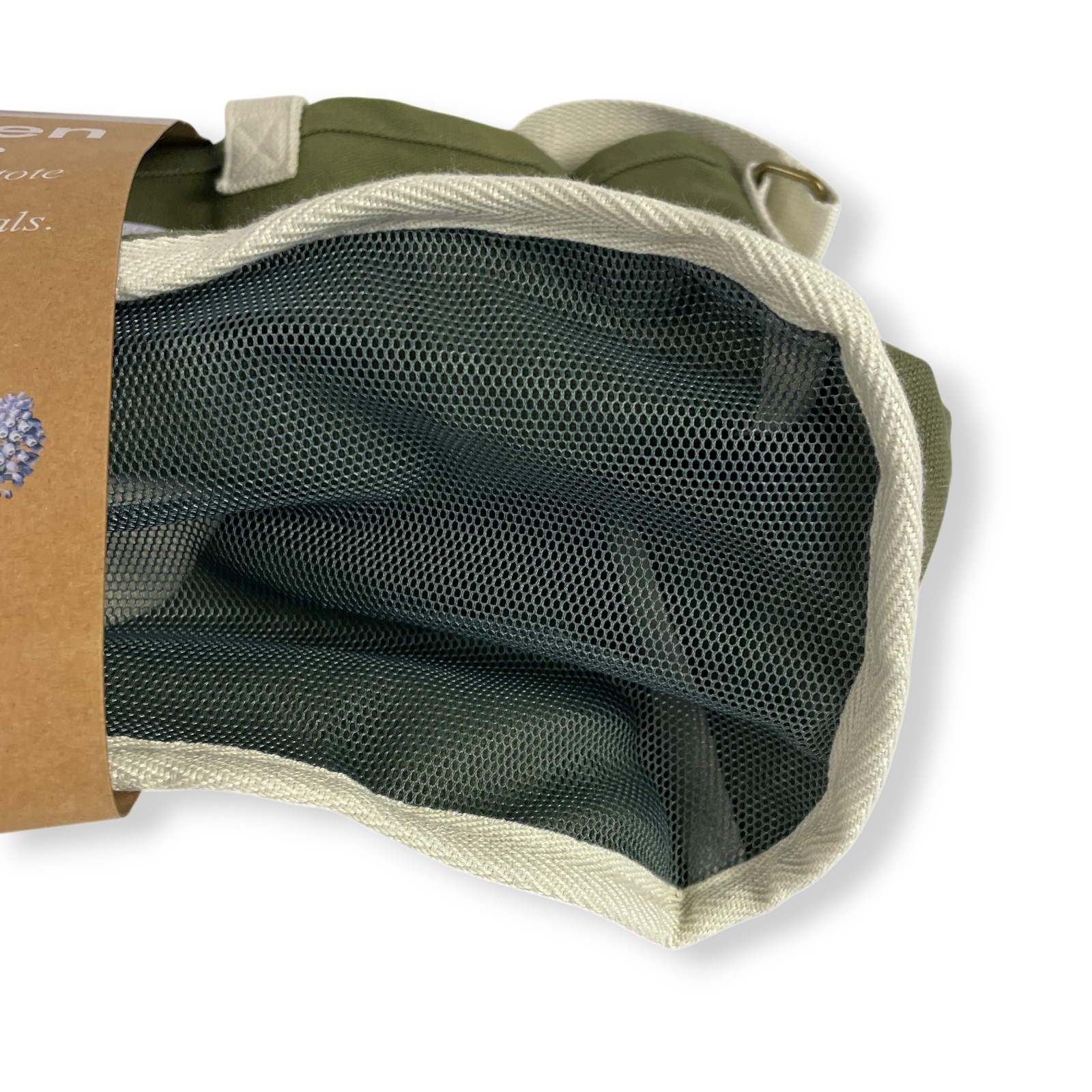 Arber Garden Tote Spacious Utility Tote Multi Pockets Mesh Bottom Canvas Bag