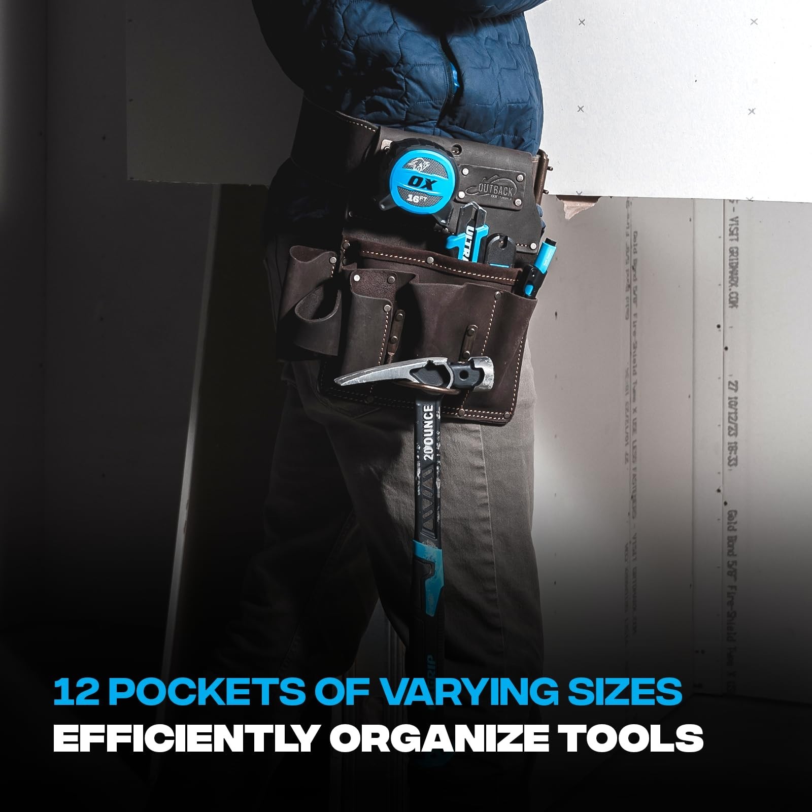 Ox Pro Full Grain Leather Tool Pouches – Made with Double Stitching and Rivet…