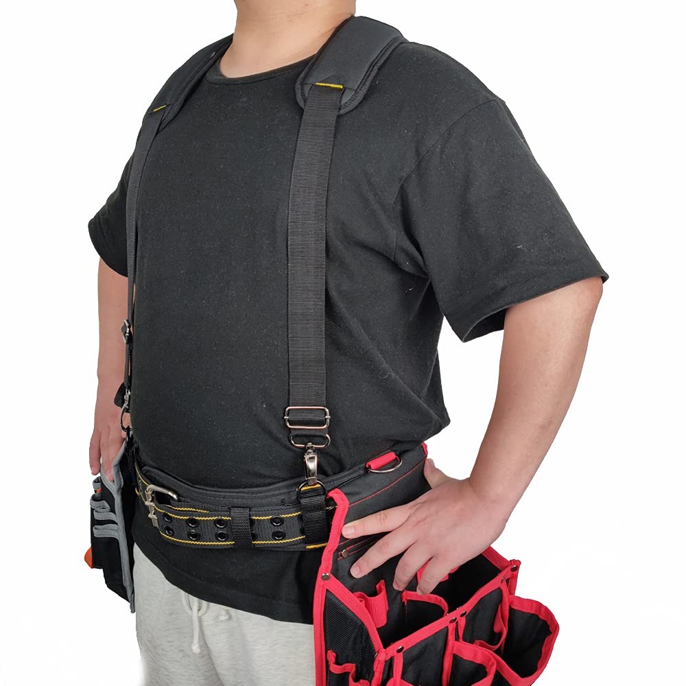 Mens Heavy Duty 3 Point Padded Tool Belt Suspenders Construction Work Gear