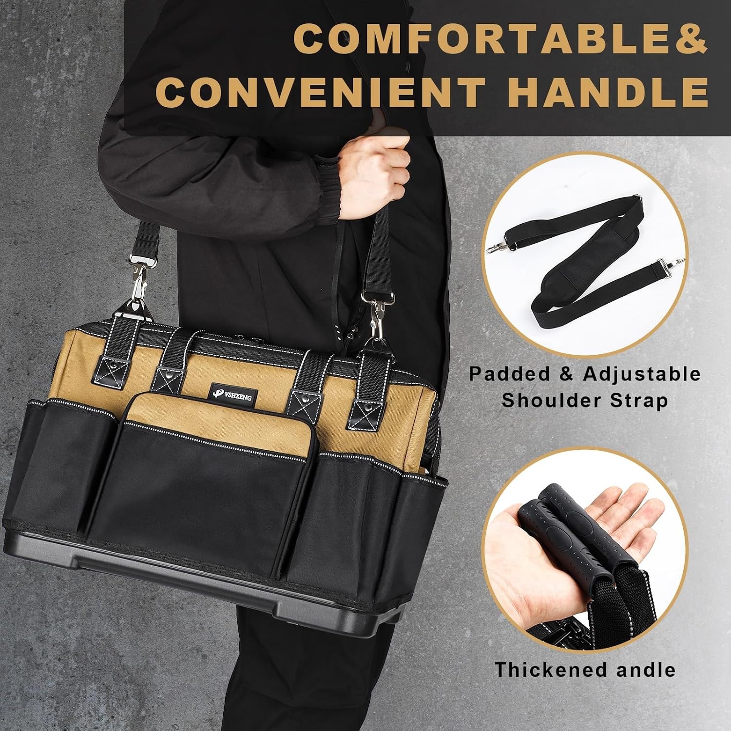 17 IN Large Tool Bag For Men Heavy Duty, Drill Bag Tool Bag Organizer, Wide M…