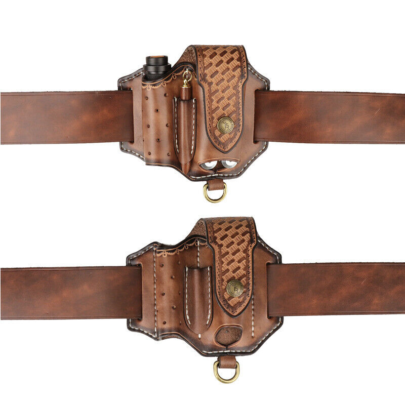 Leather Pocket Knife Sheath EDC Multitool Plier Belt Pouch Tools Holster-TOURBON