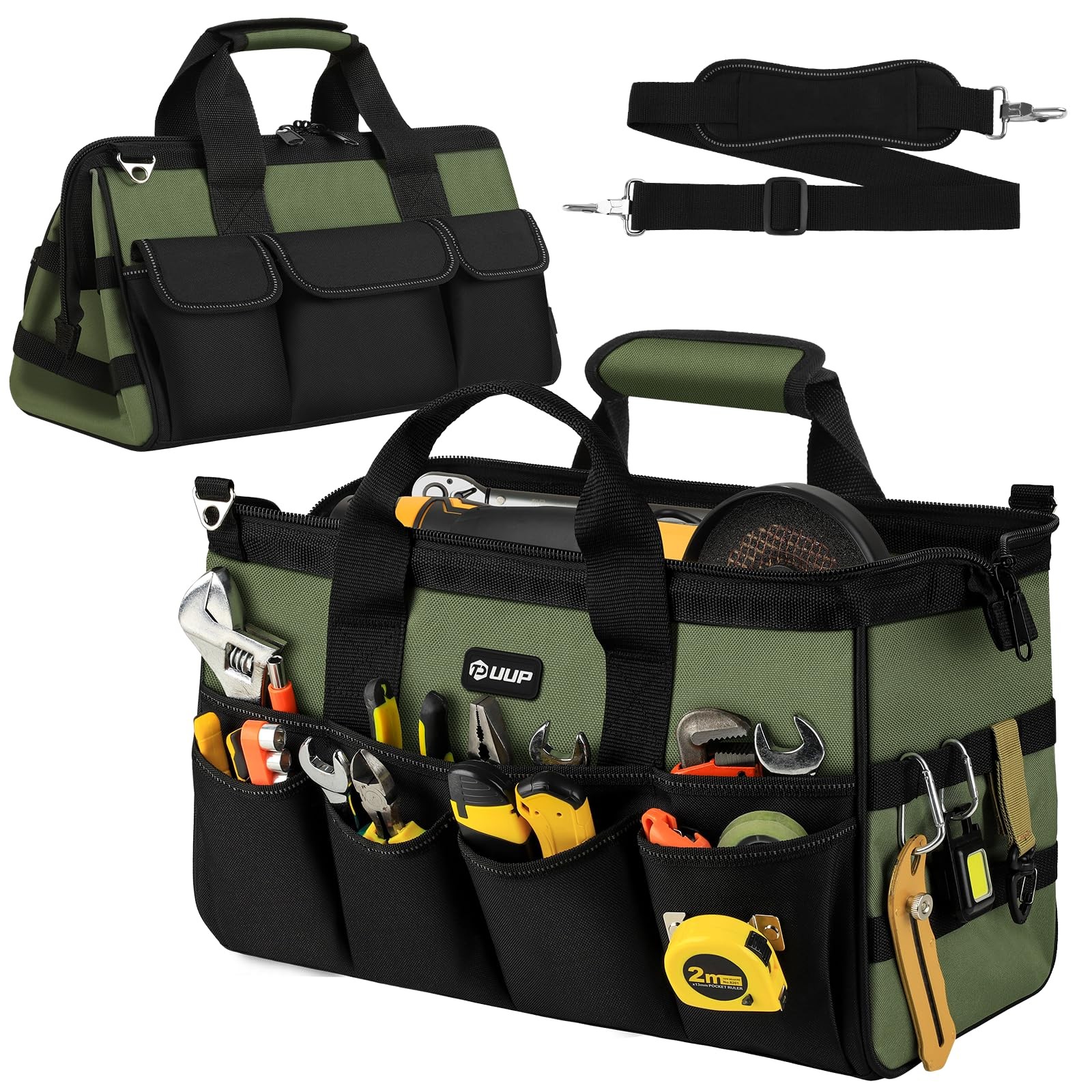 UUP 18-Inch Large Tool Bag, 16-Pocket Portable Box 18 Inch, Green