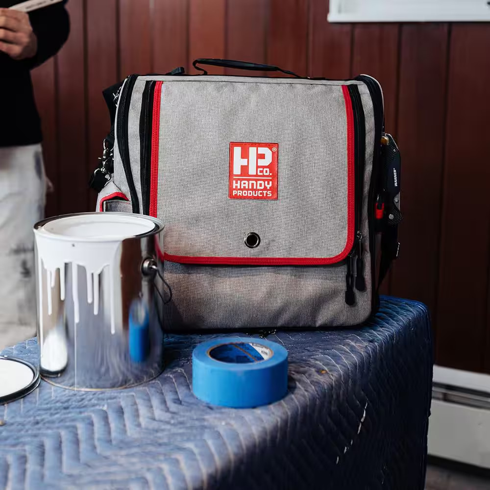 15 In. 4-Pocket Gray Waterproof Painter’S Tool Bag