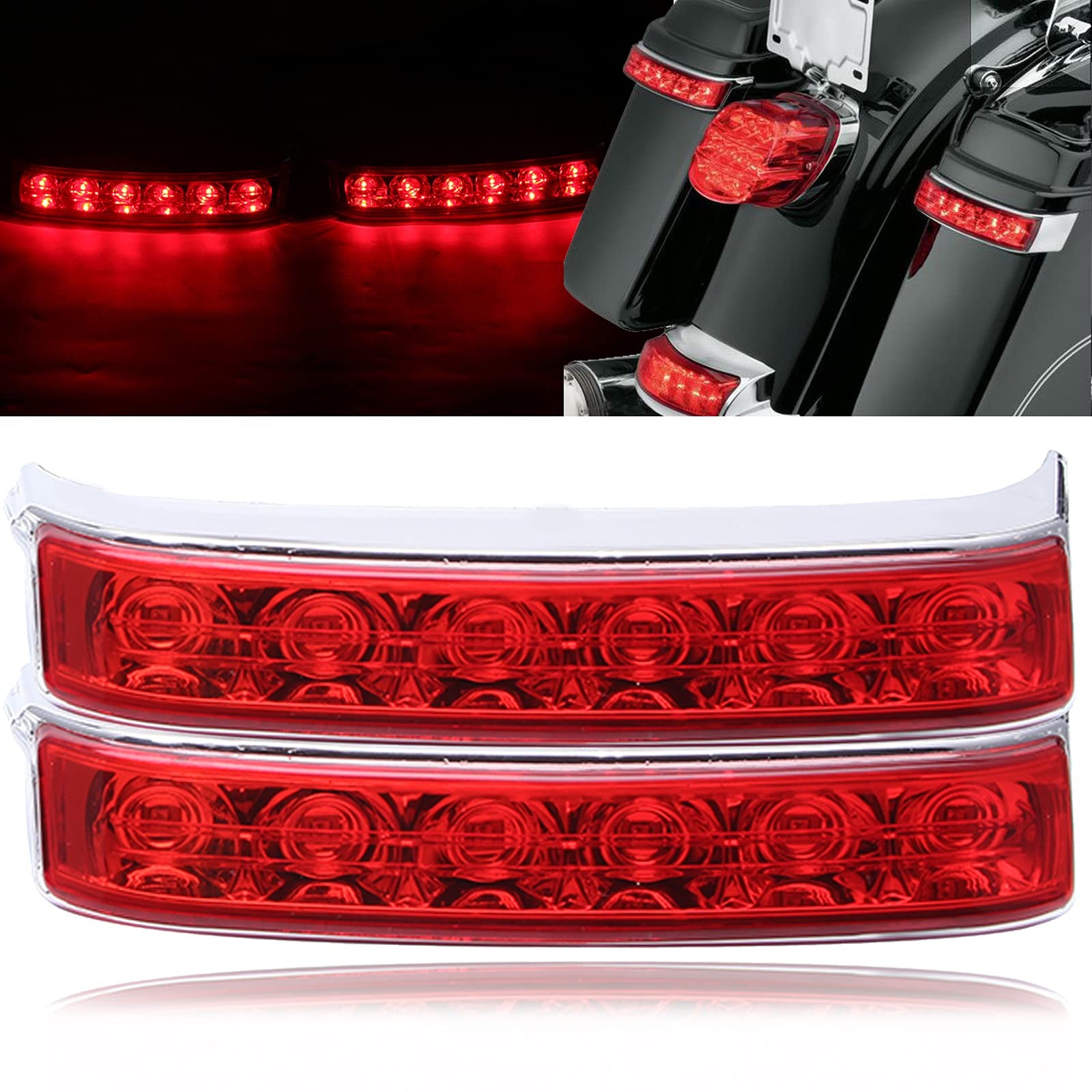 2PCS LED Saddlebag Motorcycle Tail Lights with Brake Light Running Turn Signa…
