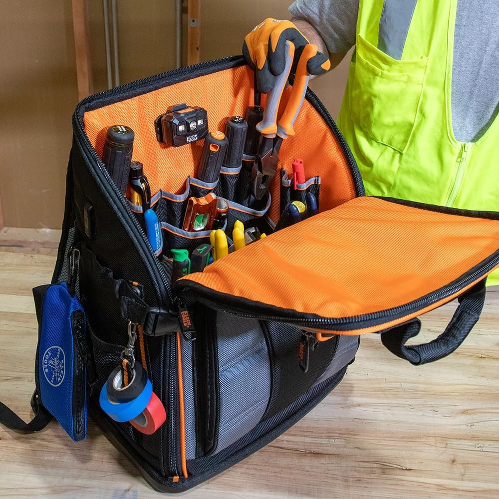 62482 Tool Backpack, Tool-Station Pro Heavy-Duty Organizer with 27 Pockets, L…