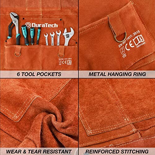 Leather Welding Apron, Heat Flame Resistant, 23″ x 36″ Heavy Duty Work Apron