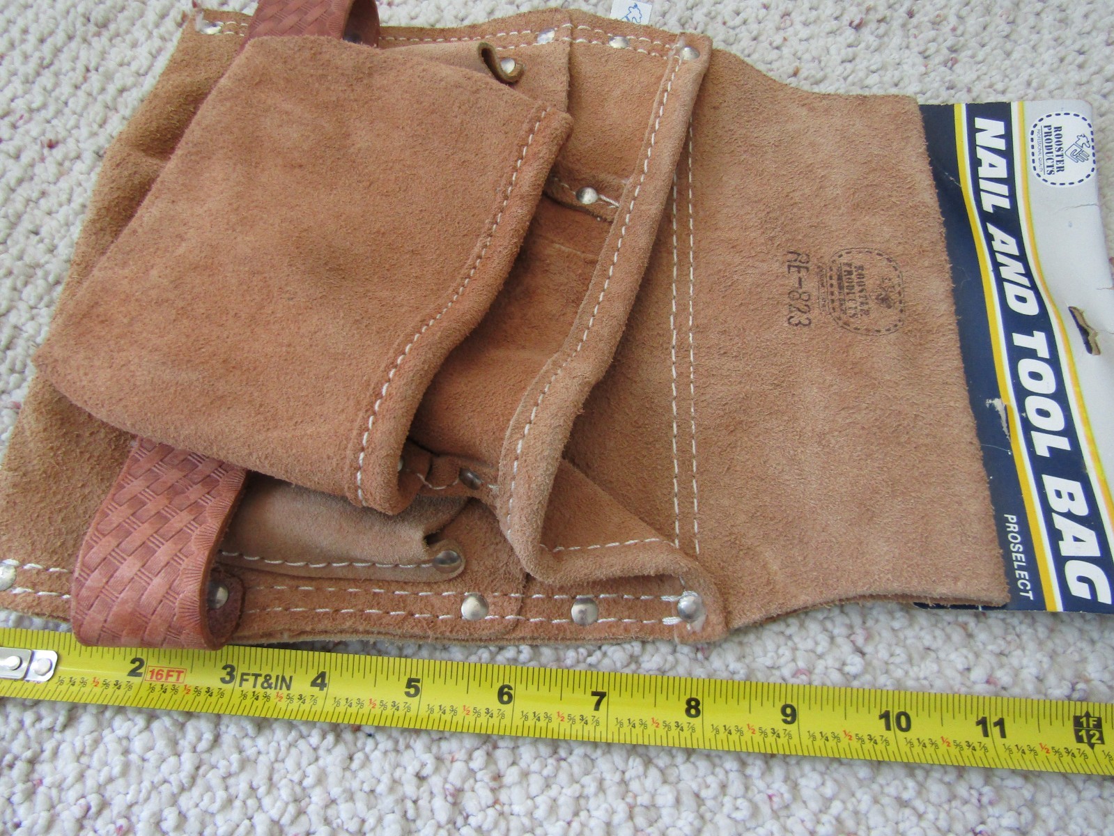 Rooster ProSelect RE-823 Nail Tool Suede Leather Pouch Bag Heavy Duty 11×9.5 NEW
