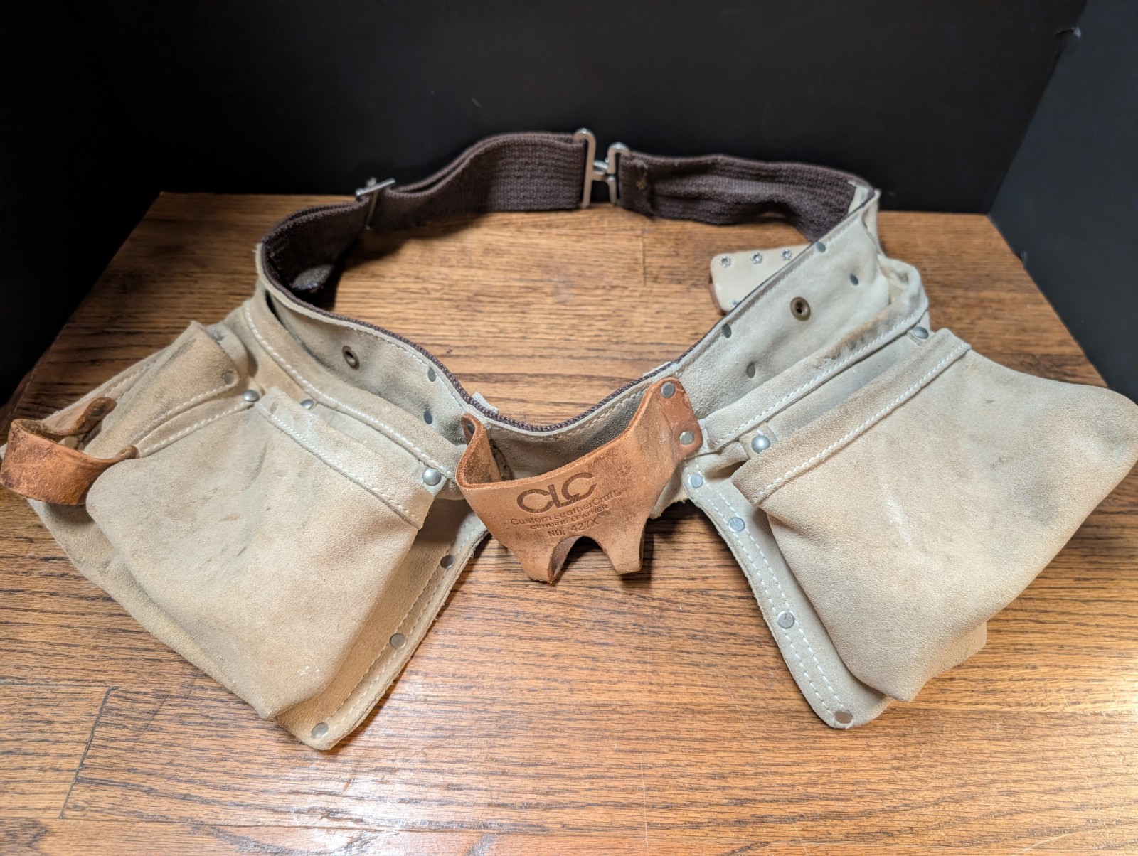 Construction Carpenter LEATHER TOOL BELT Custom Craft CLC Tool # 427X Adjustable