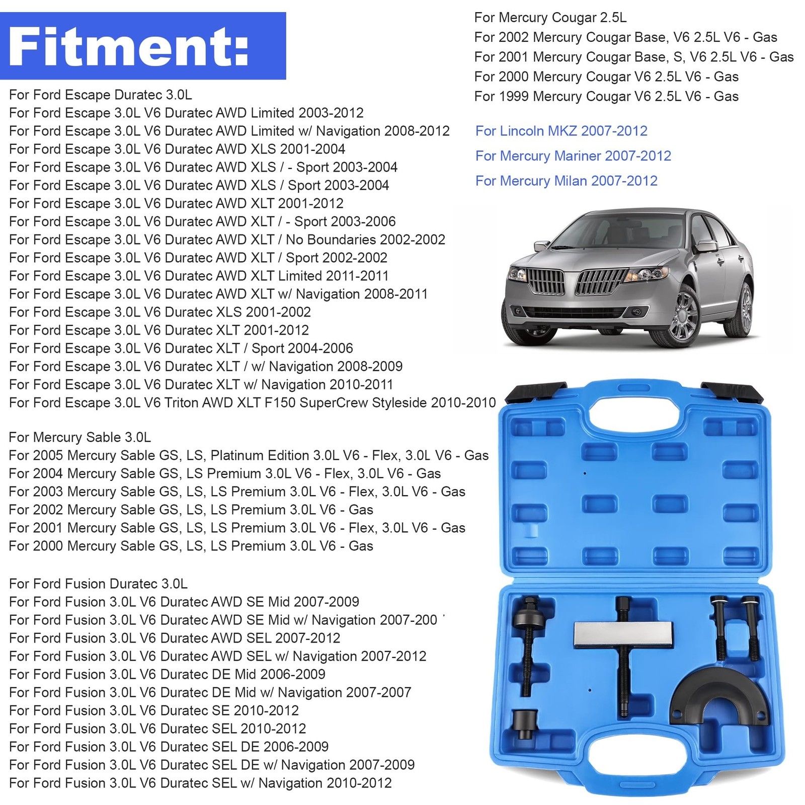 Water Pump Pulley Remover Installer Tool Complete Kit 3.0L Duratec Engine Com…