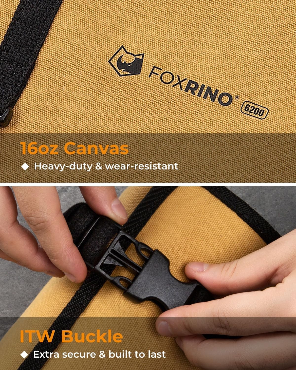 Heavy Duty Tool Roll Bag 20+ Pockets Organizer Brown Roll-Up Tool Pouch