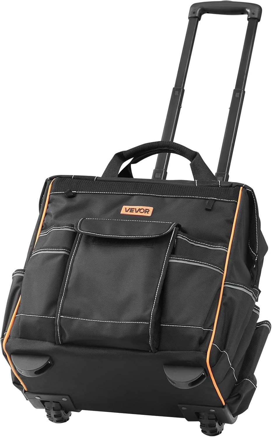 15-Inch Heavy Duty Rolling Tool Bag with 110 lbs Capacity & 25 Pockets