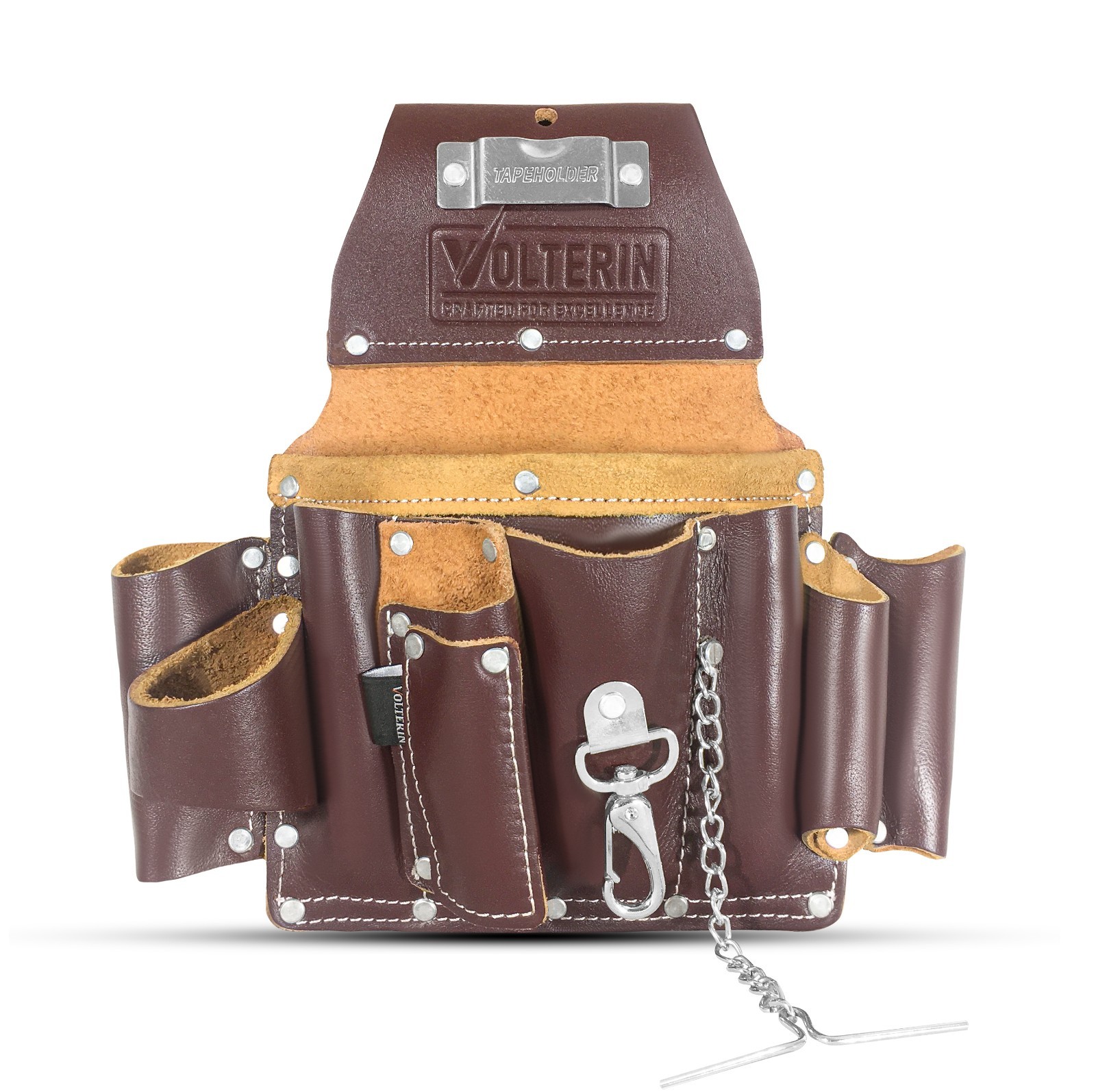 Leather Electrician Tool Pouch | 8 Pockets Tool Bag , Essential Work Apron