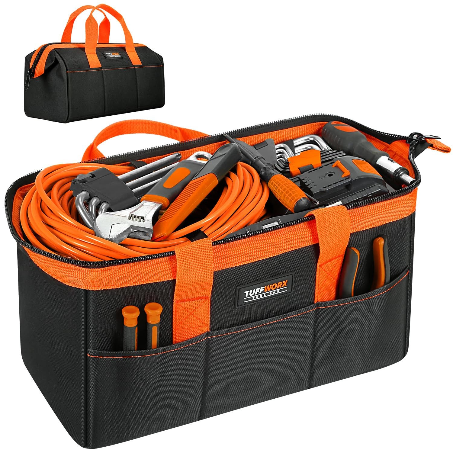 Large Tool Bag Organizer 18 Pockets 15.7×11.4×9.8 Inch Heavy Duty 600D