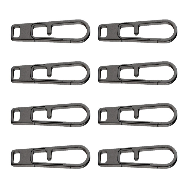 8Pcs Titaniums Alloy Zippers Puller Headers Spring Keychains Hanging Buckles