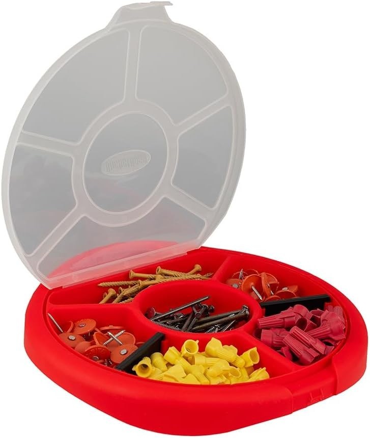 Versatile Small Parts Organizer: 5-Gallon Bucket Seat with 6 Compartments Red