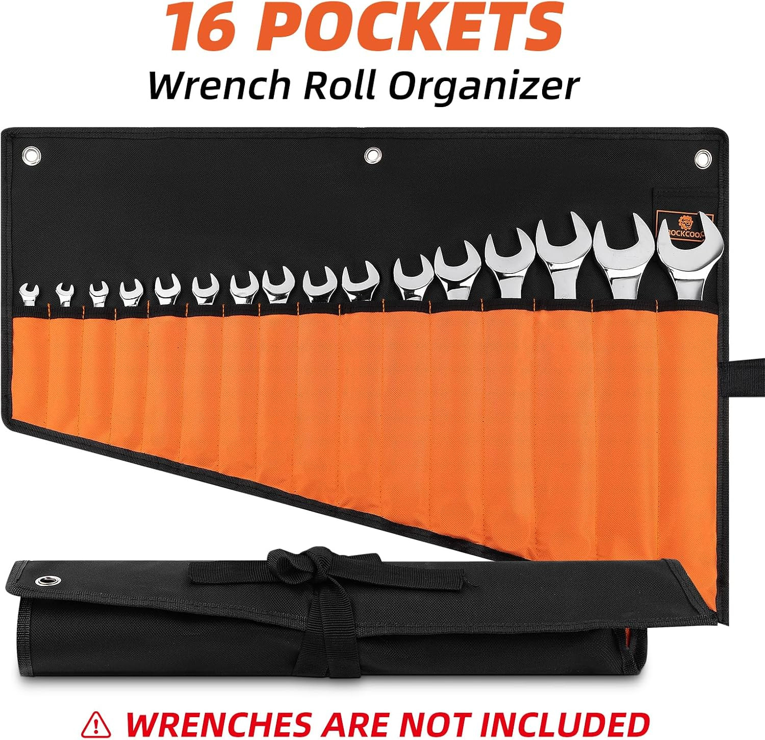 Wrench Roll Organizer 16 Pockets, Wrench Pouch Roll up | Water Proof Oxford Clot