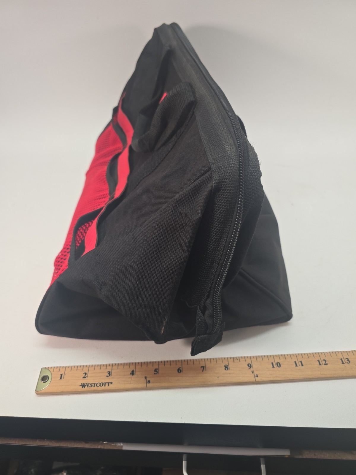 Craftsman 37537 Tool Bag, Canvas Zipper Carrying Bag Tote, Black/Red 18″x11″x12″
