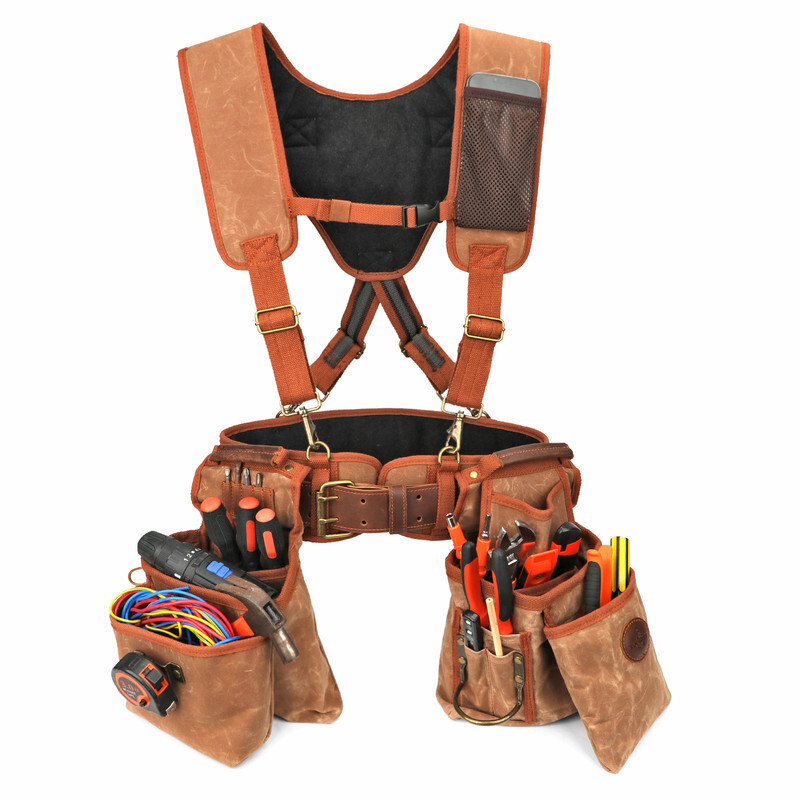 TOURBON Electrician/Carpenter’s Tool Construction Bag Suspender Rig Belt Bag L