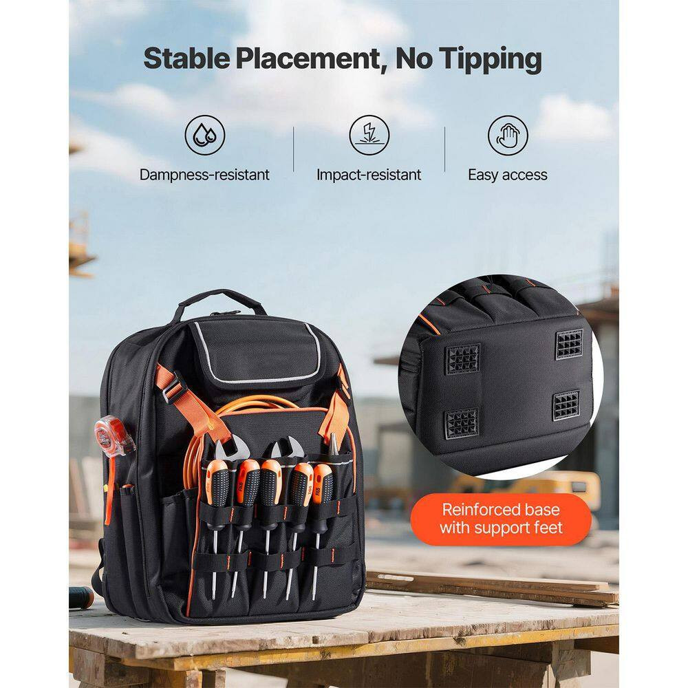 Tool Backpack, 45 Pockets, Heavy-Duty Tools Storage Organizer Work Bags with Lap