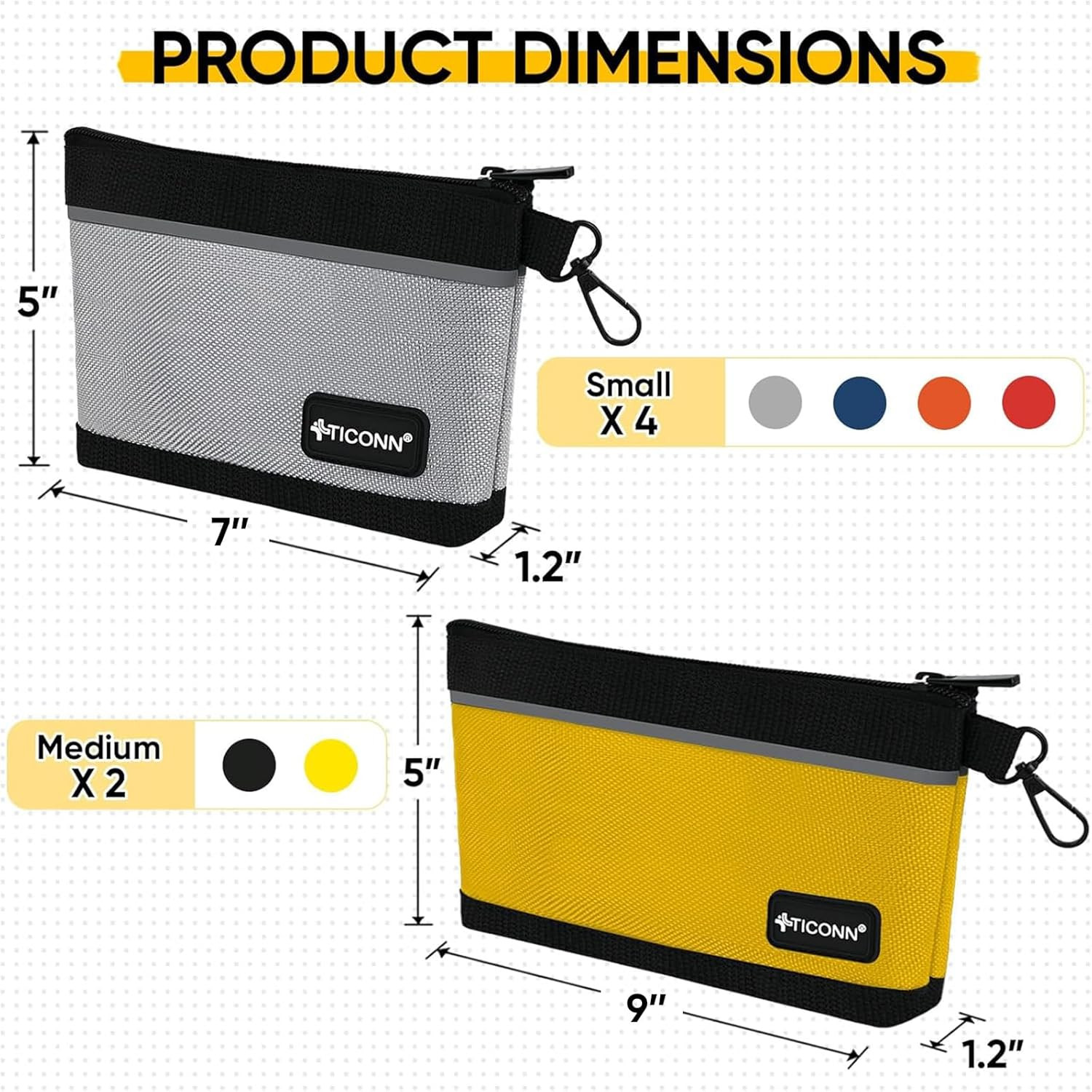 TICONN Tool Pouches with Zipper, 1680D Oxford Small Tool Bags, Waterproof Utilit
