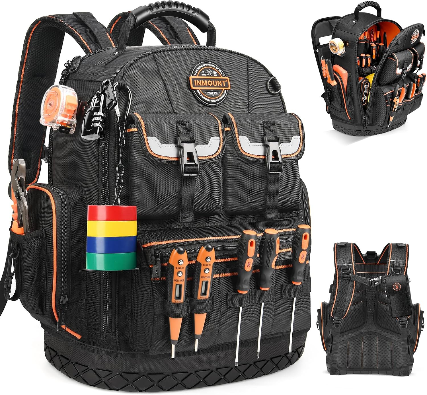 Tool Backpack Heavy Duty, Backpack Tool Bag Organizer with 89 Pockets & Loops, L
