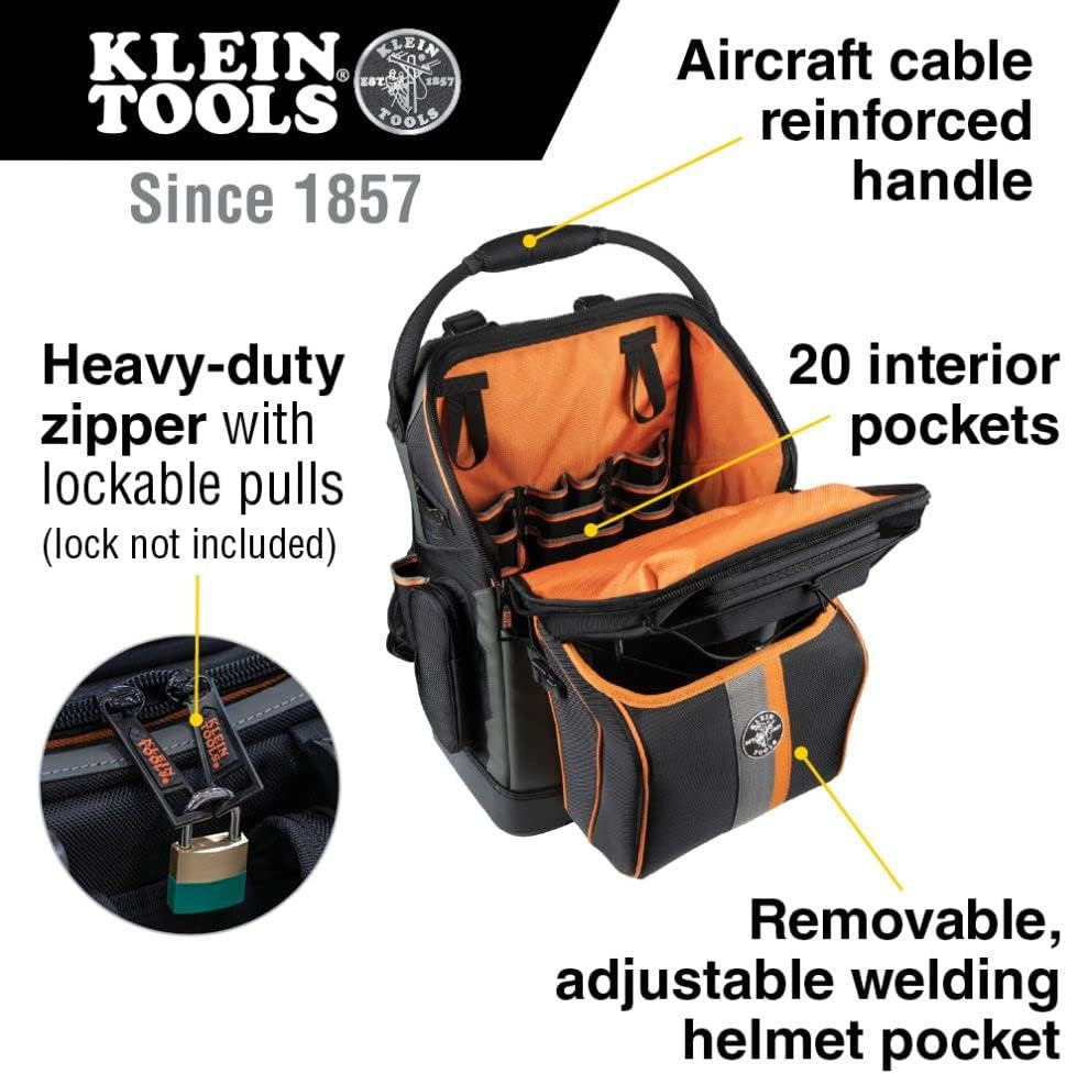 Fire Resistant Ironworker & Welder Backpack with 27 Pockets & Tools Set