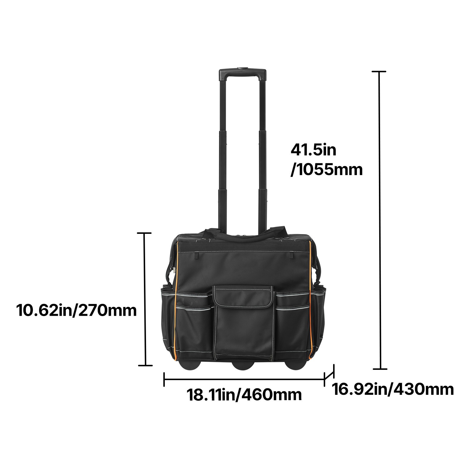 Rolling Tool Bag 25 Pockets Heavy Duty Roller Tool Bag Telescoping Handle