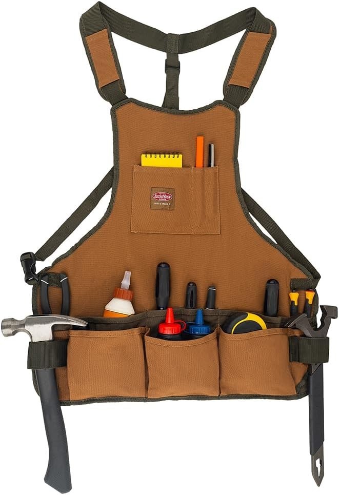 mens Tool,adjustable,work Tool Bag, Brown, 16 pockets